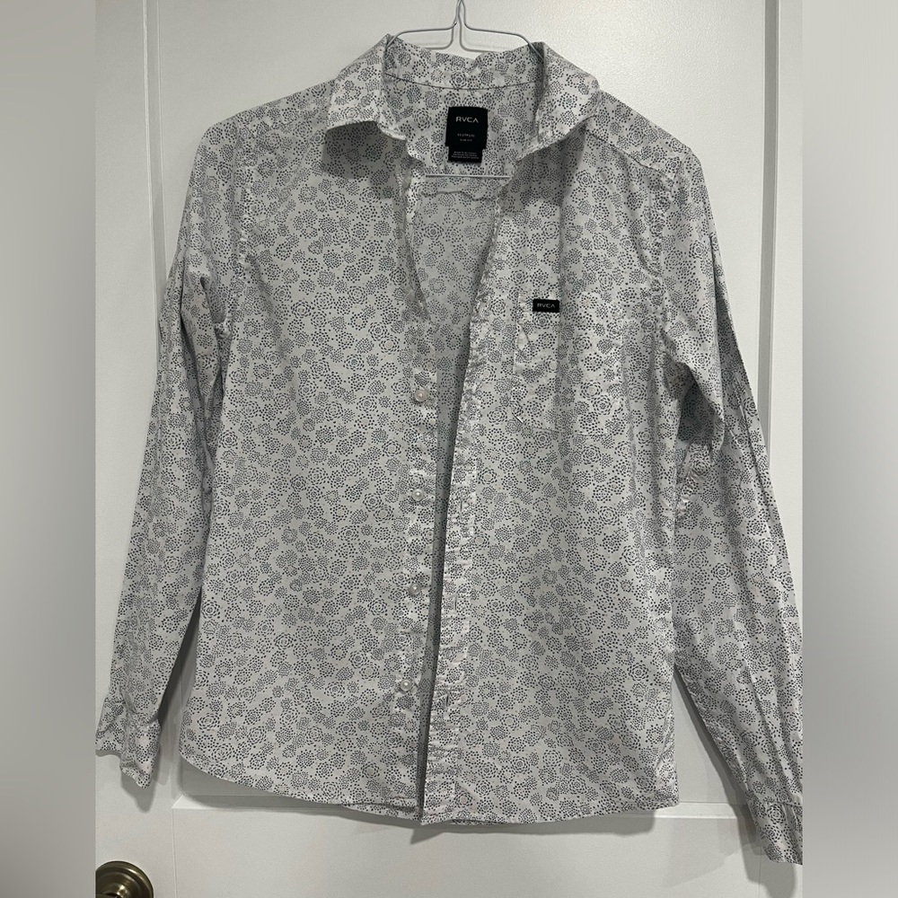 RVCA Men’s Slim Fit long sleeve button down shirt XS